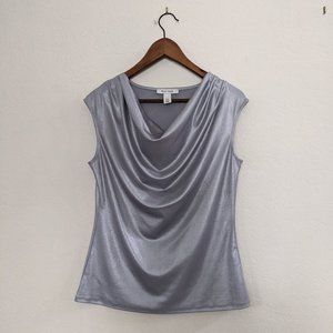 White House Black Market Silver Cowl Neck Small